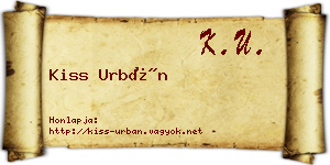 Kiss Urbán névjegykártya